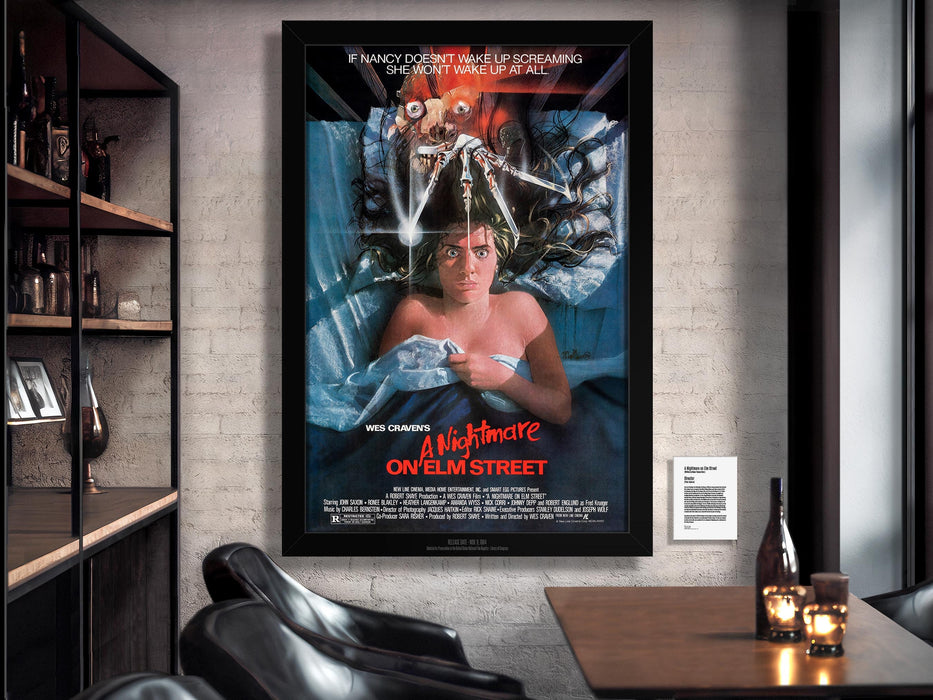 A Nightmare on Elm Street Movie Poster Framed Non-glare Museum Matte - Archival UV Protection