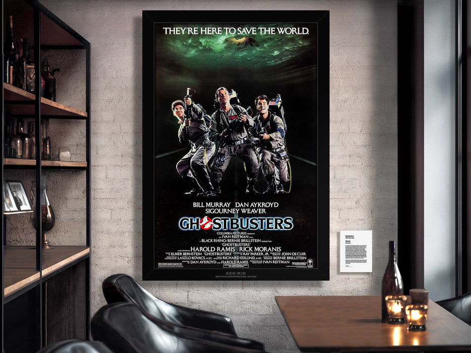 Ghostbusters Movie Poster Framed Non-glare Museum Matte - Archival UV Protection