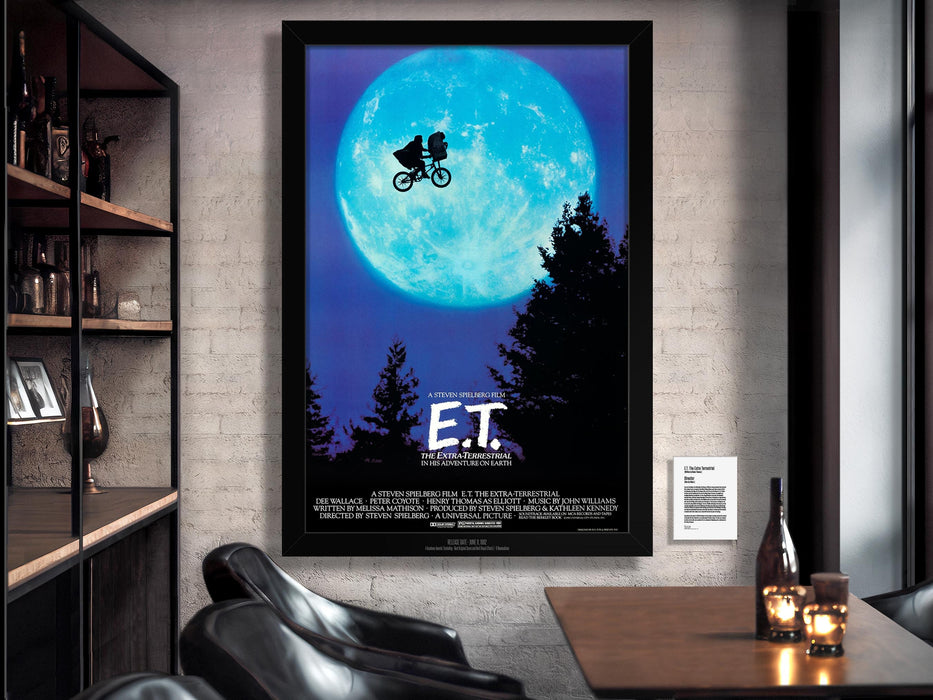 E.T. The Extra Terrestrial Movie Poster Framed Non-glare Museum Matte ET - Archival UV Protection