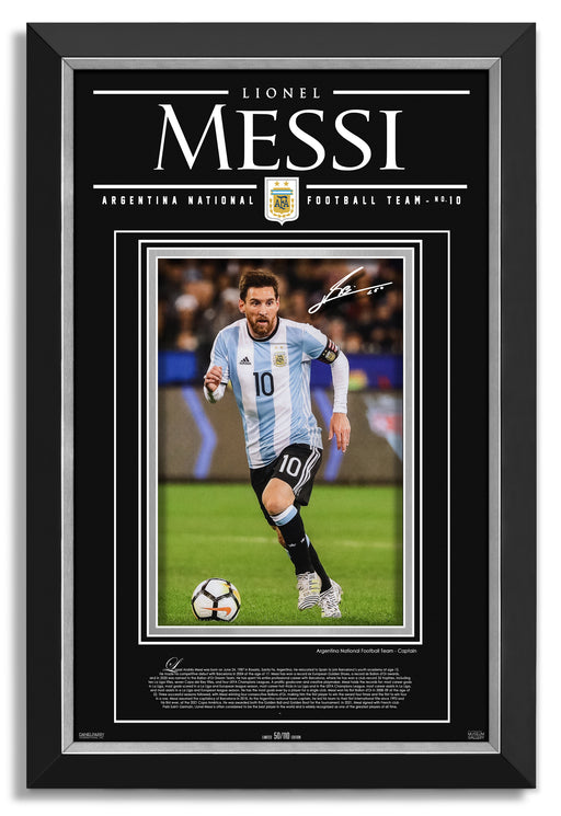 Lionel Messi Facsimile Signed Autographed Argentina - Archival Etched Glass ™ 3D-Shadowbox Museum Frame