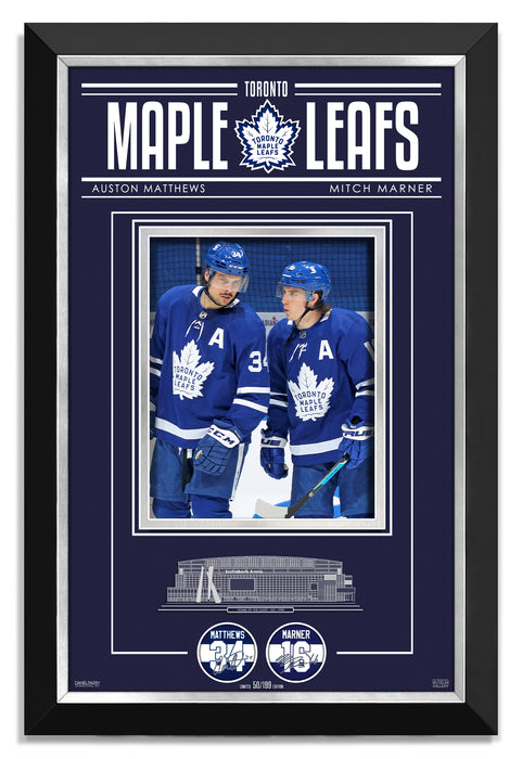 Auston Matthews Mitch Marner Facsimile Signed - Archival Etched Glass ™ 3D-Shadowbox Museum Frame