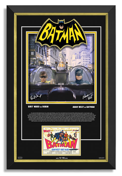 Adam West Burt Ward Facsimile Signed Batman TV Series 1966 Movie - Archival Etched Glass ™ 3D-Shadowbox Museum Frame