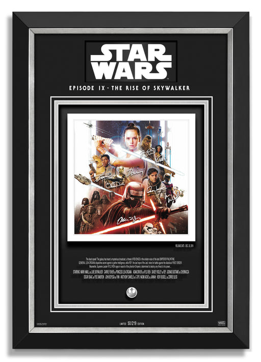 Star Wars: Episode IX - The Rise of Skywalker Cast Facsimile Signed - Archival Etched Glass ™ 3D-Shadowbox Museum Frame