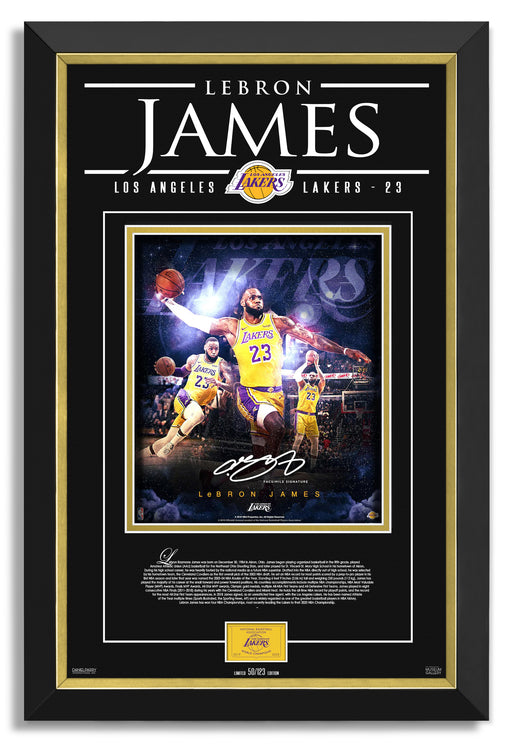 Lebron James Facsimile Signed Autographed Los Angeles Lakers - Archival Etched Glass ™ 3D-Shadowbox Museum Frame