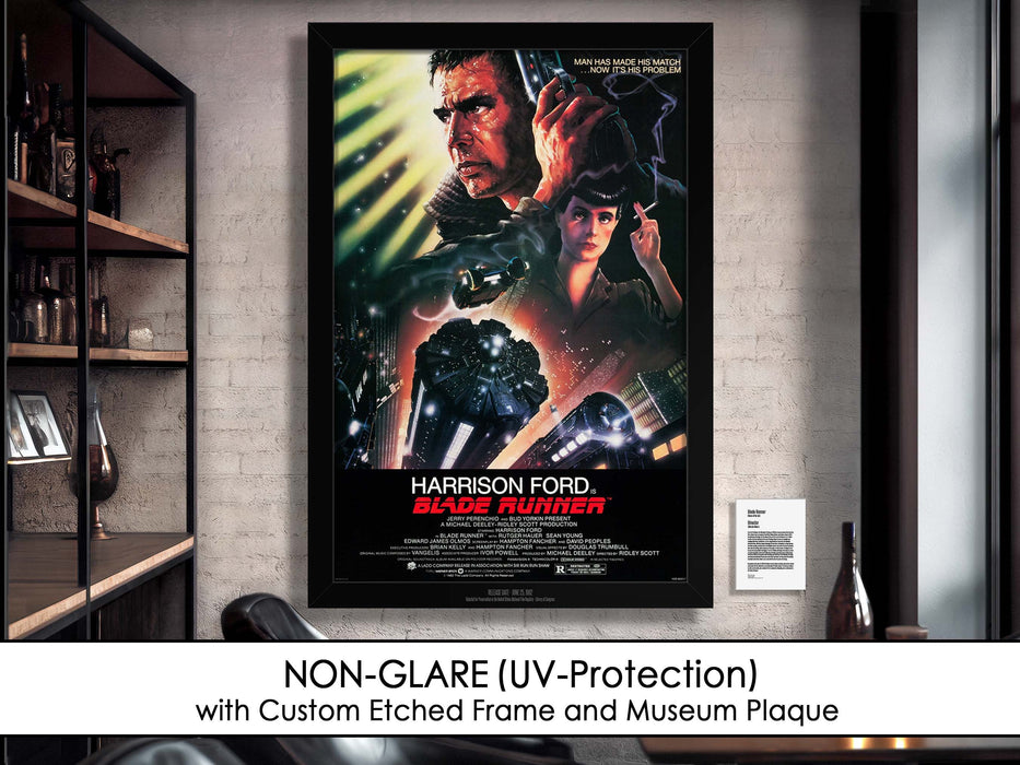 Blade Runner Movie Poster Framed Non-glare Museum Matte Harrison Ford - Archival UV Protection