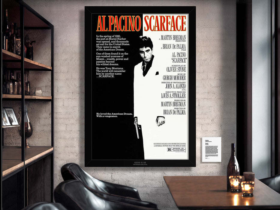 Scarface Movie Poster Framed Al Pacino Non-glare Museum Matte - Archival UV Protection