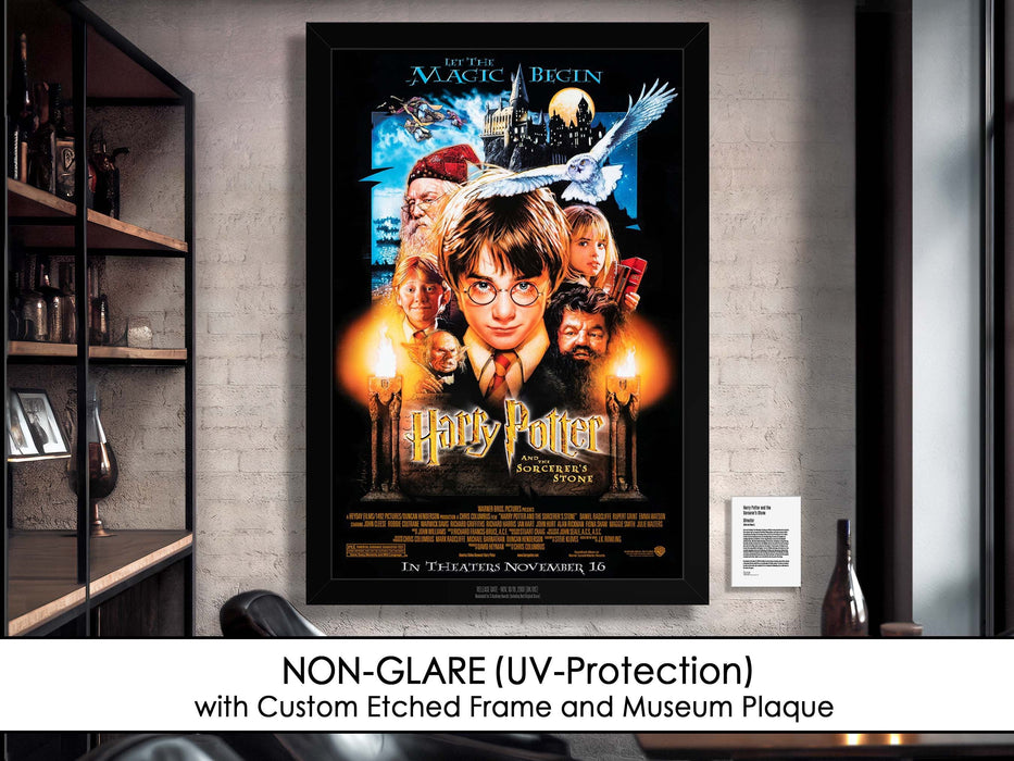 Harry Potter and the Sorcerer's Stone Movie Poster Framed Museum Matte Archival UV Protection