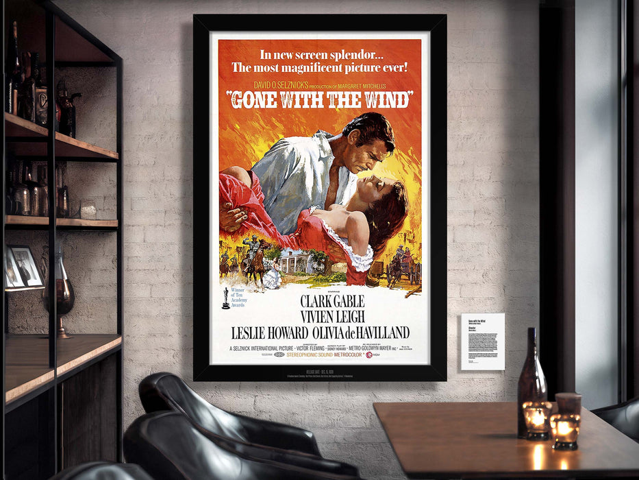 Gone with the Wind Movie Poster Framed Non-glare Museum Matte - Archival UV Protection