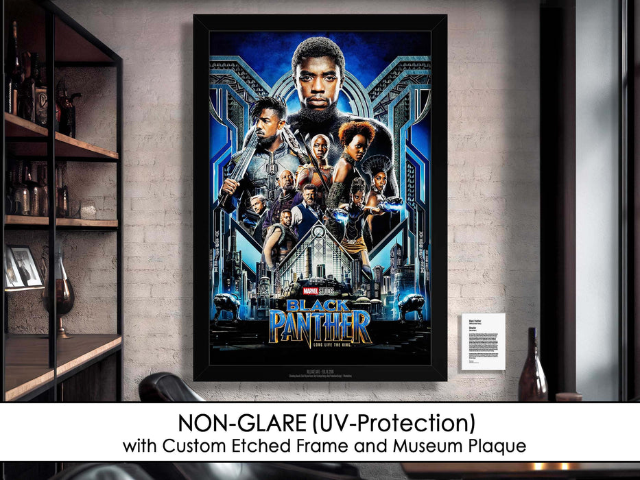 Black Panther Movie Poster Framed Non-glare Museum Matte - Archival UV Protection
