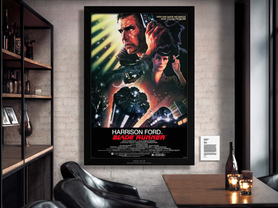 Blade Runner Movie Poster Framed Non-glare Museum Matte Harrison Ford - Archival UV Protection