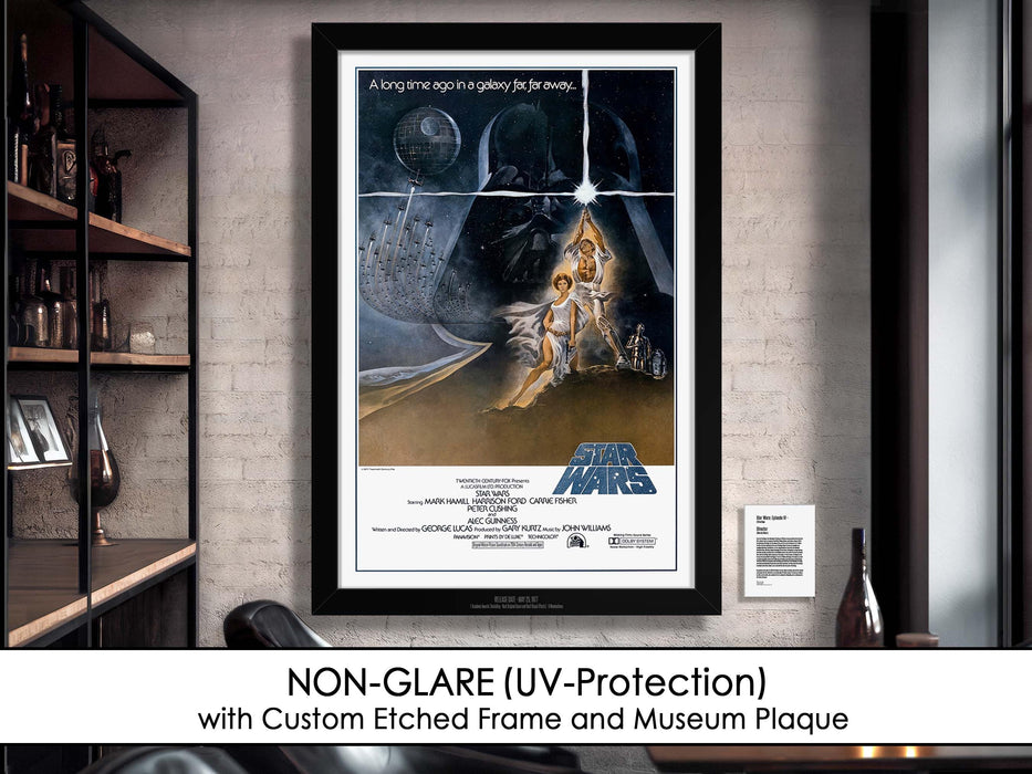 Star Wars Episode IV A New Hope Movie Poster Framed Non-glare Museum Matte - Archival UV Protection