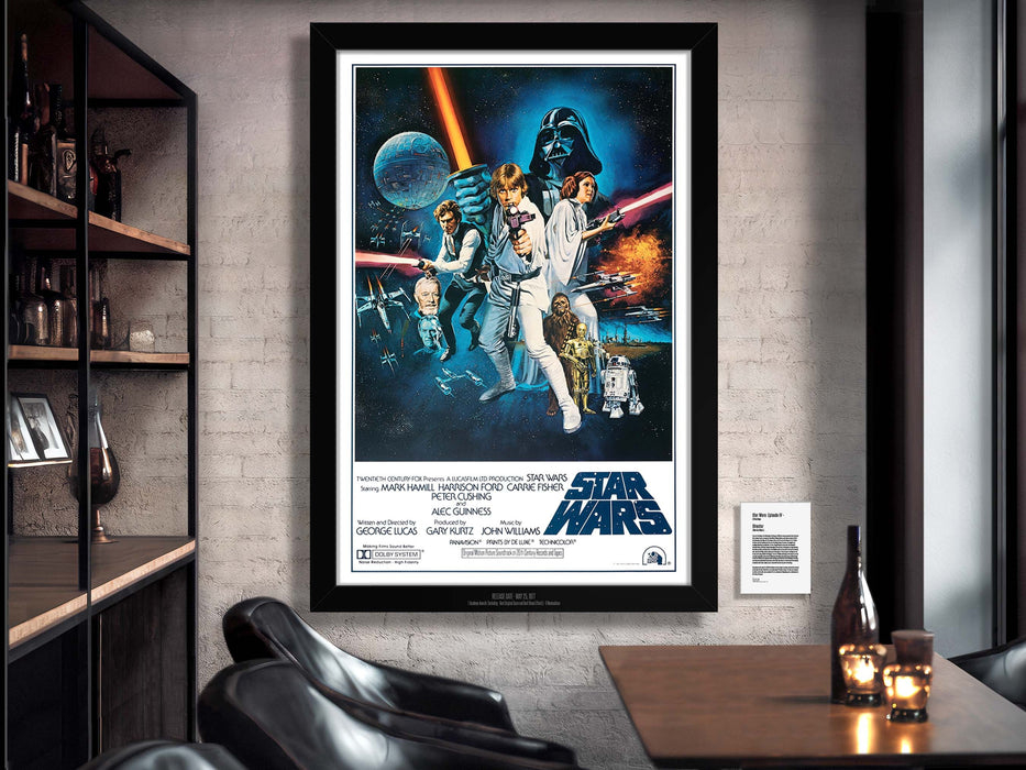 Star Wars Episode IV A New Hope Movie Poster Framed Luke Skywalker Non-glare Museum Matte - Archival UV Protection
