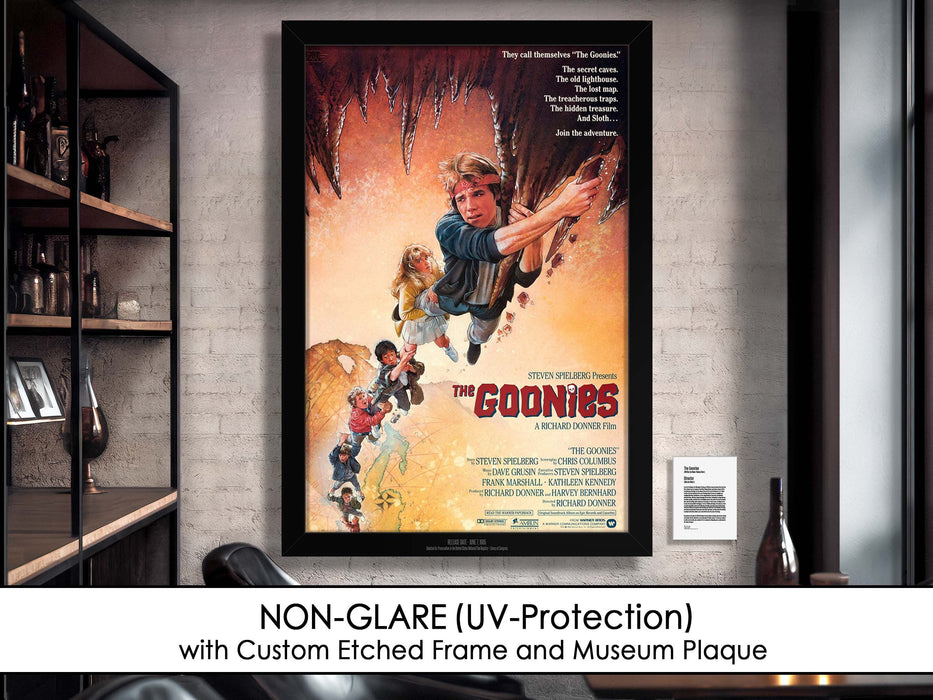 The Goonies Movie Poster Framed Non-glare Museum Matte - Archival UV Protection