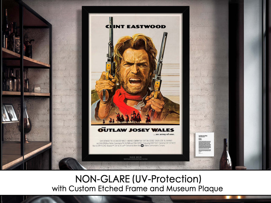 The Outlaw Josey Wales Movie Poster Framed Non-glare Museum Matte - Archival UV Protection