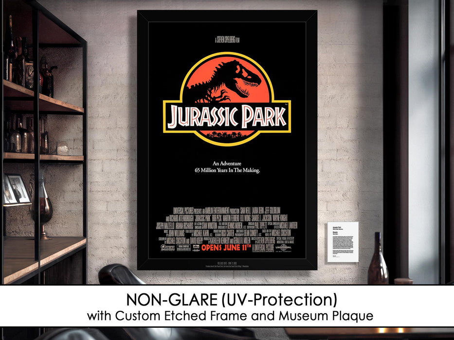 Jurassic Park Movie Poster Framed Non-glare Museum Matte Archival UV Protection