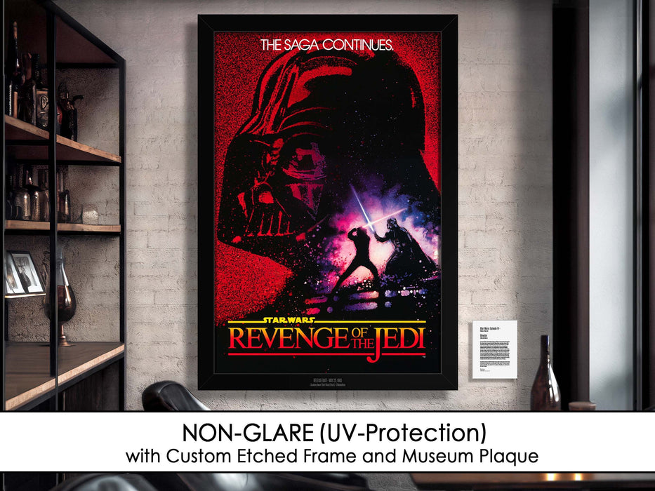 Star Wars Episode VI Revenge Return of the Jedi Movie Poster Framed Non-glare Museum Matte - Archival UV Protection