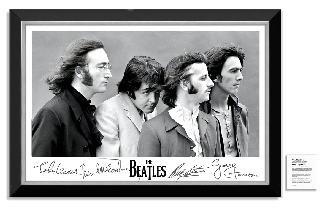 The Beatles John Lennon Paul McCartney Mad Day Out Facsimile Signed Framed - Museum Canvas ™ UV Protection