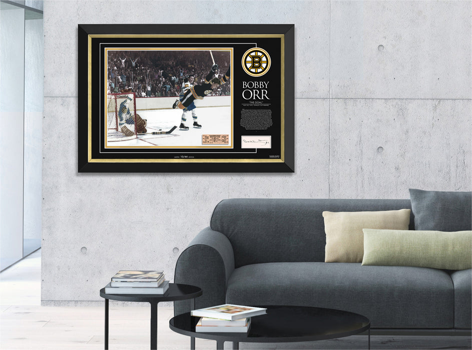 1970 Boston Bruins Stanley Cup 16 Player Team Autographed Signed Orr Goal  26x32 Frame