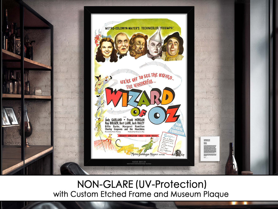 The Wizard of Oz Movie Poster Framed Non-glare Museum Matte Vintage style - Archival UV Protection