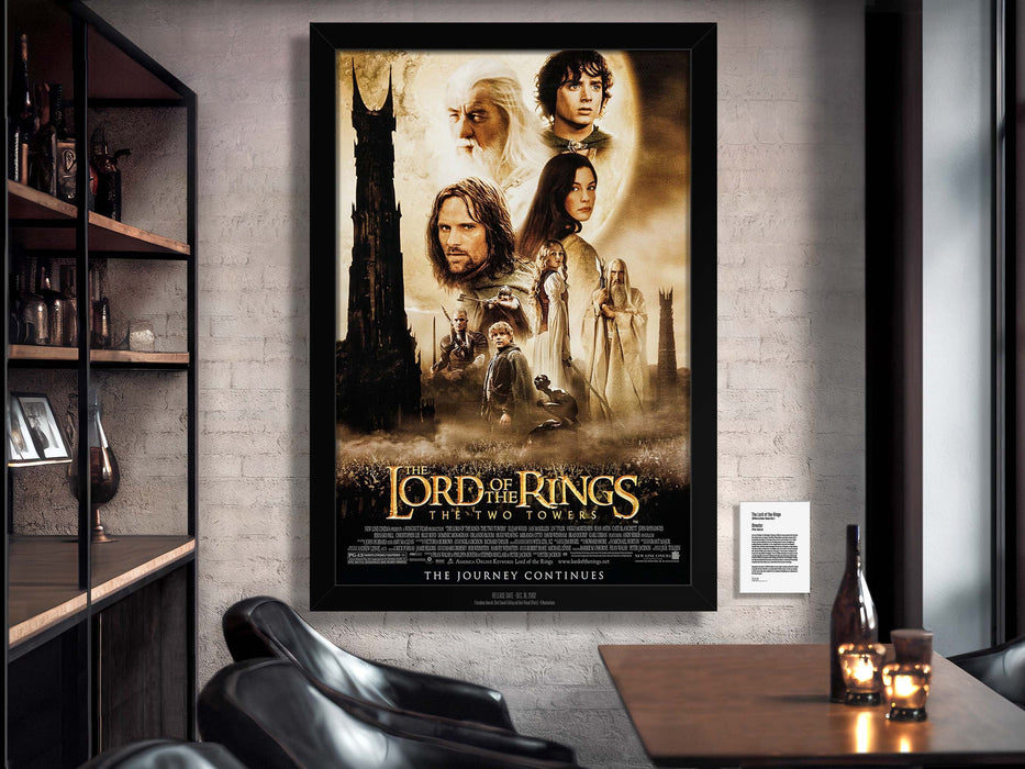 The Lord of the Rings Two Towers Movie Poster Framed Non-glare Museum Matte - Archival UV Protection