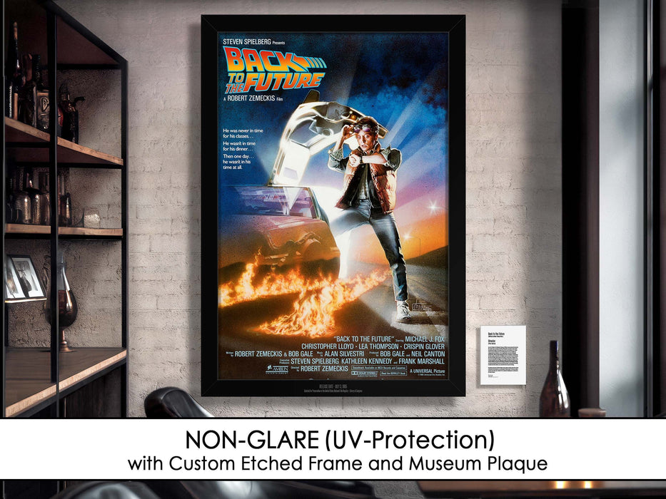 Back to the Future Movie Poster Framed Non-glare Museum Matte - Archival UV Protection