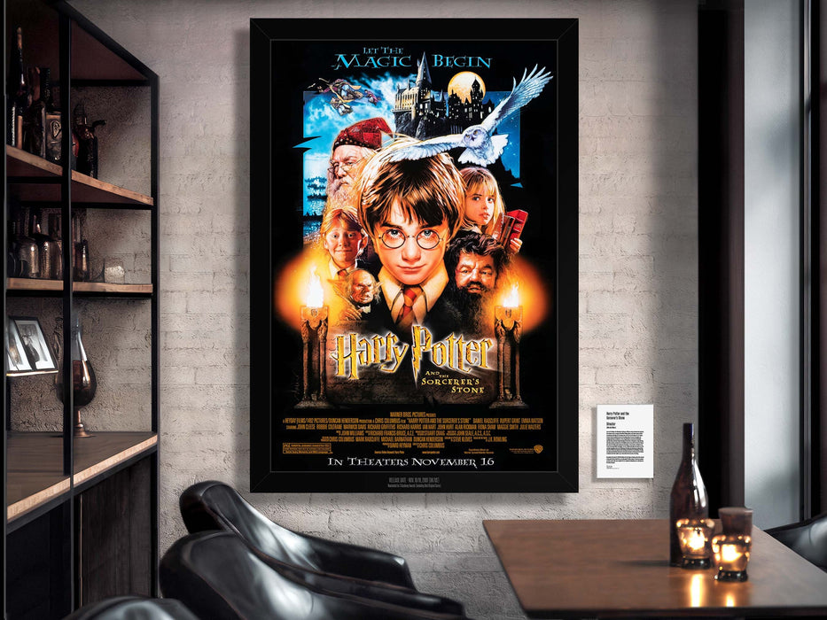 Harry Potter and the Sorcerer's Stone Movie Poster Framed Museum Matte Archival UV Protection