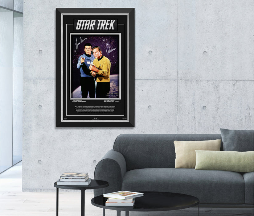 William Shatner Leonard Nimoy Signed Autographed Star Trek TV Series - Archival Etched Glass ™ 3D-Shadowbox Museum Frame