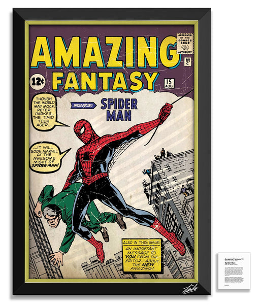 Amazing Fantasy 15 (Spider-Man) Stan Lee Facsimile Signed Autographed Framed Museum Canvas ™ Special Edition