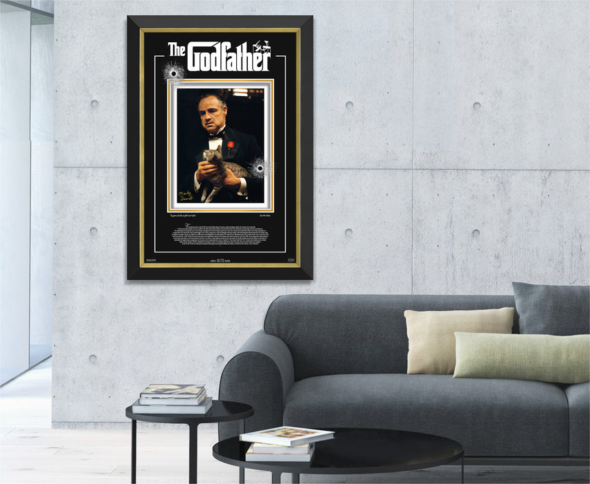 The Godfather - Marlon Brando Facsimile Signed Autographed - Archival Etched Glass ™ 3D-Shadowbox Museum Frame