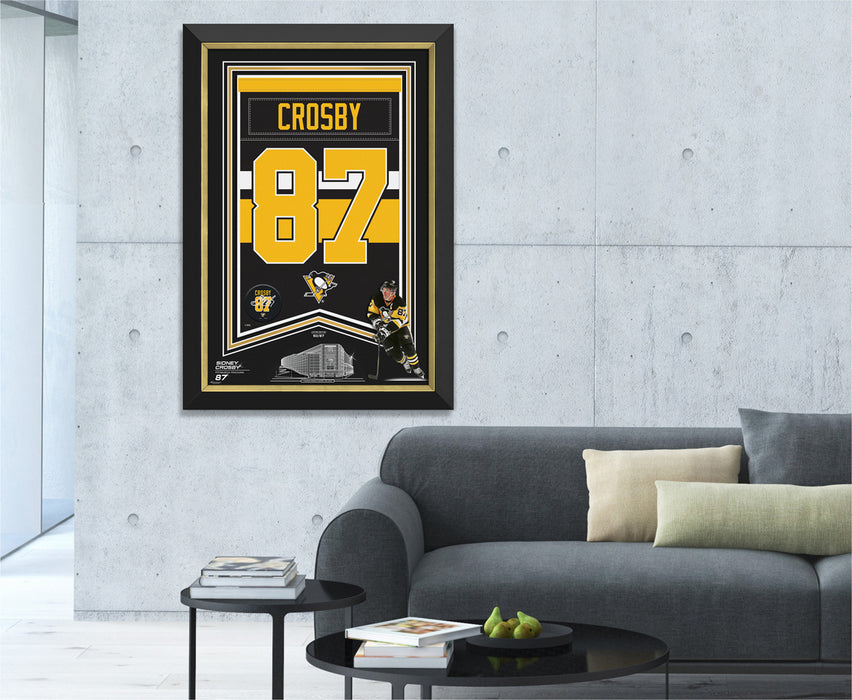Sidney Crosby Facsimile Signed Autographed Pittsburgh Penguins Jersey Arena Banner - Archival Etched Glass ™