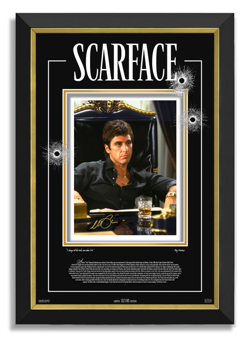 Scarface - Al Pacino Facsimile Signed Autographed - Archival Etched Glass ™ 3D-Shadowbox Museum Frame