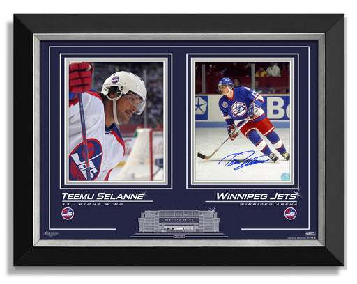 Teemu Selanne Signed Autographed Winnipeg Jets Archival Etched Glass ™ Museum Collector Frame