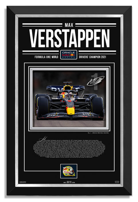 Max Verstappen F1 Red Bull Facsimile Signed Autographed - Archival Etched Glass ™ 3D-Shadowbox Museum Frame