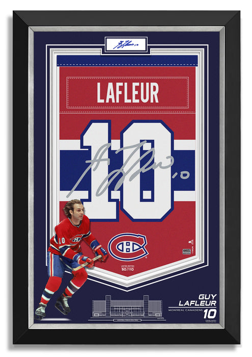 Guy Lafleur Signed Autographed Montreal Canadiens Jersey Arena Banner - Archival Etched Glass ™ Museum Frame