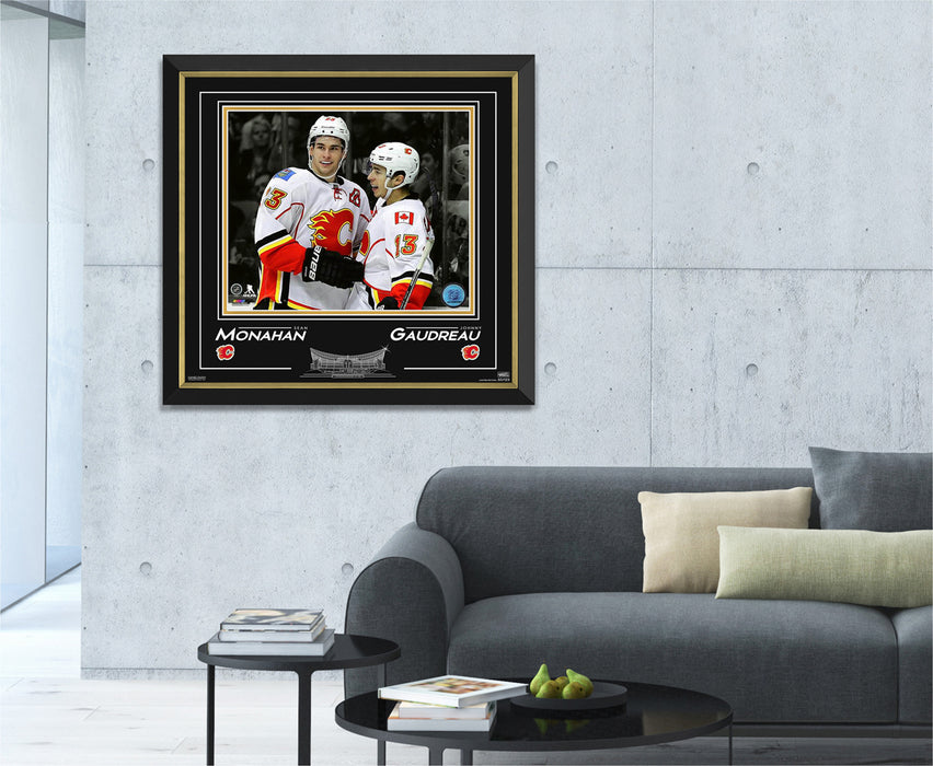 Johnny Gaudreau Sean Monahan Calgary Flames - Archival Etched Glass ™ Museum Frame