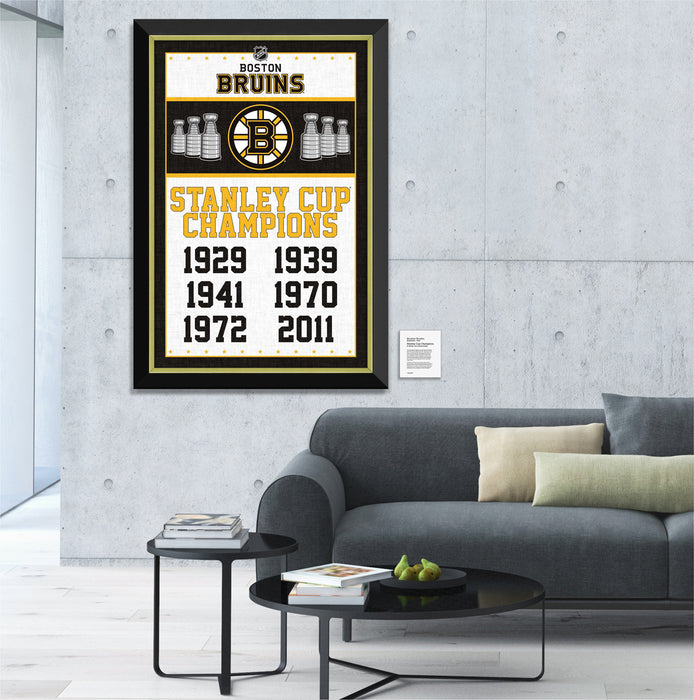 Boston Bruins 6X Stanley Cup Champions - Framed Museum Canvas ™ Special Edition