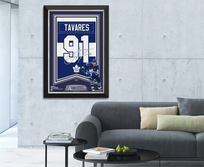 John Tavares Facsimile Signed Autographed Toronto Maple Leafs Jersey Arena Banner - Archival Etched Glass ™