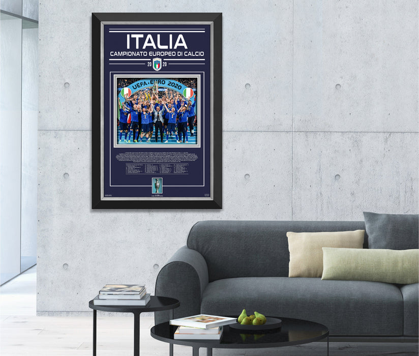 Italy Euro Cup 2020 Champions (Italian version) - Archival Etched Glass ™ 3D-Shadowbox Museum Frame