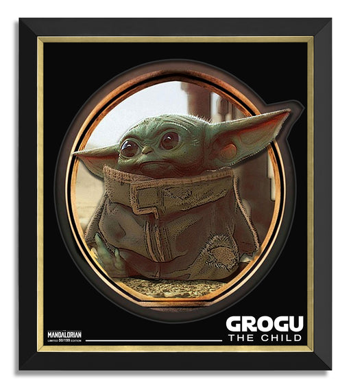 Grogu "The Child" Star Wars Mandalorian - 3D Museum Shadowbox Frame - Archival Etched Mat™