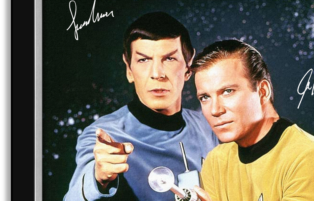 Star Trek William Shatner Leonard Nimoy Facsimile Signed Autographed - Framed Museum Canvas ™ Special Edition