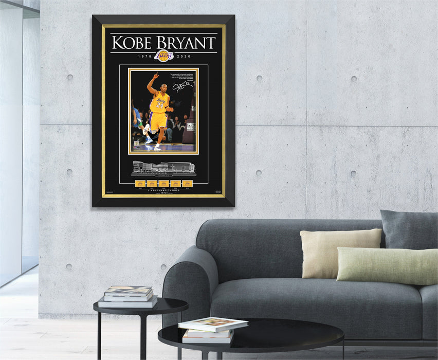 Kobe Bryant Facsimile Signed Autographed Los Angeles Lakers - Archival Etched Glass ™ 3D-Shadowbox Museum Frame