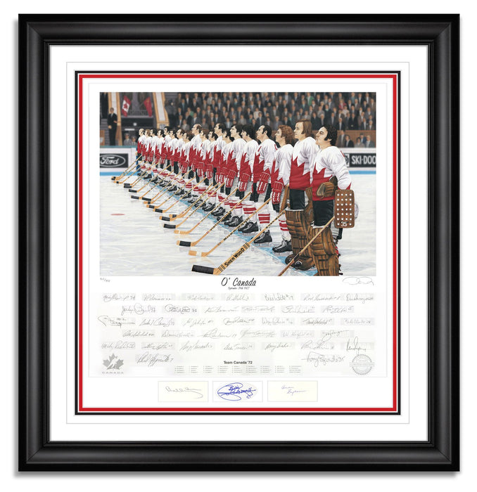 Team Canada 72 Summit Series 1972 Autographed Signed by 38 - O'Canada by Daniel Parry - Museum Frame