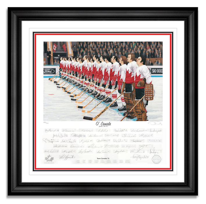 Team Canada 72 Summit Series 1972 Autographed Signed by 35 - O'Canada by Daniel Parry - Museum Frame