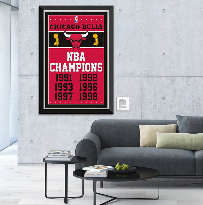 Chicago Bulls 6X NBA Champions - Framed Museum Canvas ™ Special Edition