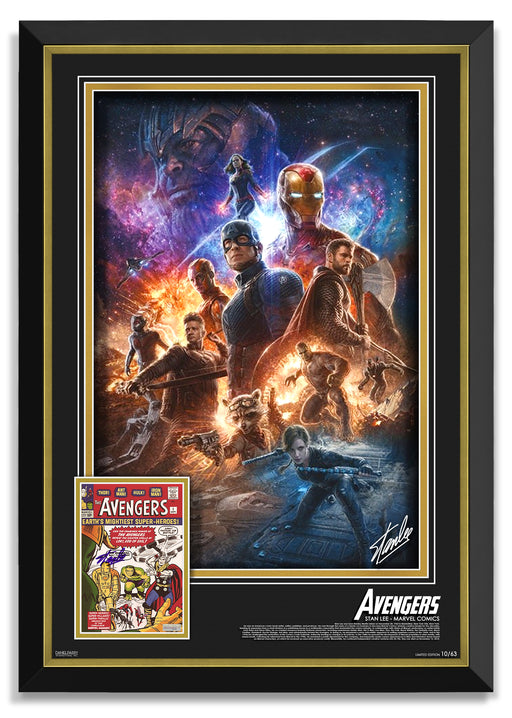 Stan Lee Signed Autographed Marvel Avengers - Archival Etched Glass ™ 3D-Shadowbox Museum Frame - Fan Expo COA