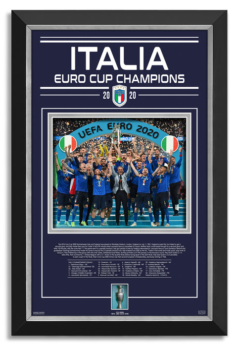 Italy Euro Cup 2020 Champions - Archival Etched Glass ™ 3D-Shadowbox Museum Frame