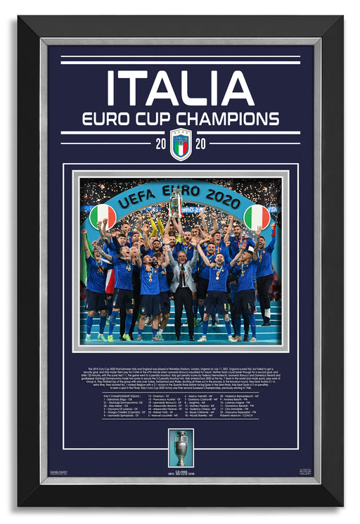 Italy Euro Cup 2020 Champions - Archival Etched Glass ™ 3D-Shadowbox Museum Frame