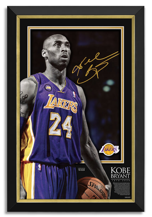 Kobe Bryant Facsimile Signed Autographed Los Angeles Lakers - Archival Etched Glass ™ 3D-Shadowbox Museum Frame