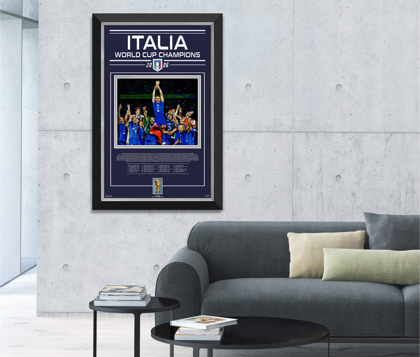 Italy World Cup 2006 Champions - Archival Etched Glass ™ 3D-Shadowbox Museum Frame