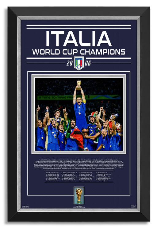 Italy World Cup 2006 Champions - Archival Etched Glass ™ 3D-Shadowbox Museum Frame